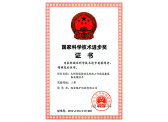2012年大傾角煤層綜采綜放工作面成套裝備關(guān)鍵技術(shù)獲“國家科學技術(shù)進步獎二等獎”